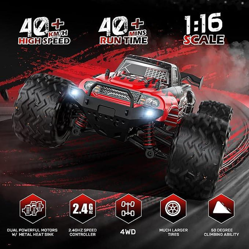 DEERC 9500E 1:16 Scale All Terrain RC Car, 4X4 High Speed Electric Vehicle, 2.4Ghz Off-Road Remote Control Truck with 2 Batteries, 35+ KMH RC Truck
