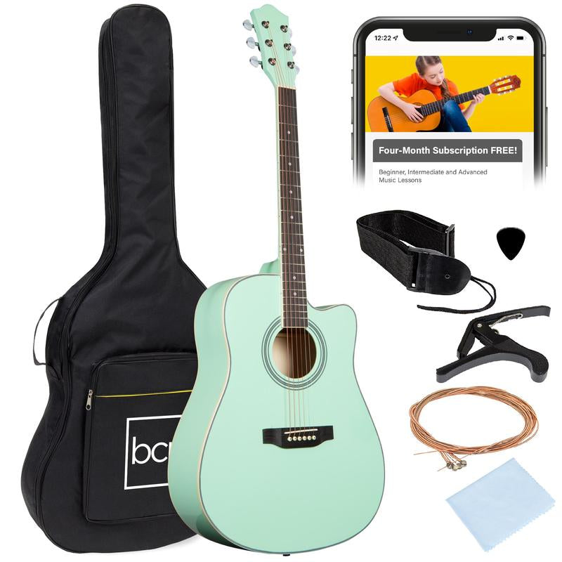 Best Choice Products 41In Full Size Beginner Acoustic Guitar Set with Case, Strap, Capo, Strings