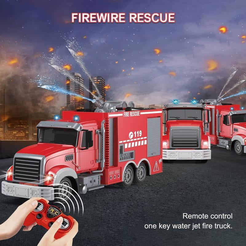 9 CH Remote Control Fire Truck Rc Fire Truck Toy Fire Truck with Lights Working Water Pump and Rotating Rescue Ladder 2.4G Firetruck Toy the Perfect Gift for a Weekend Break