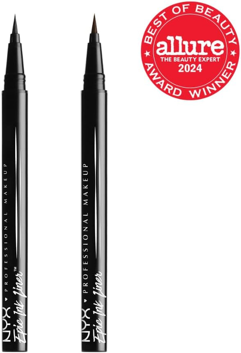 Epic Ink Liner, Eyeliner Liquido Impermeabile, Nero (2 Pezzi), Formula Vegana