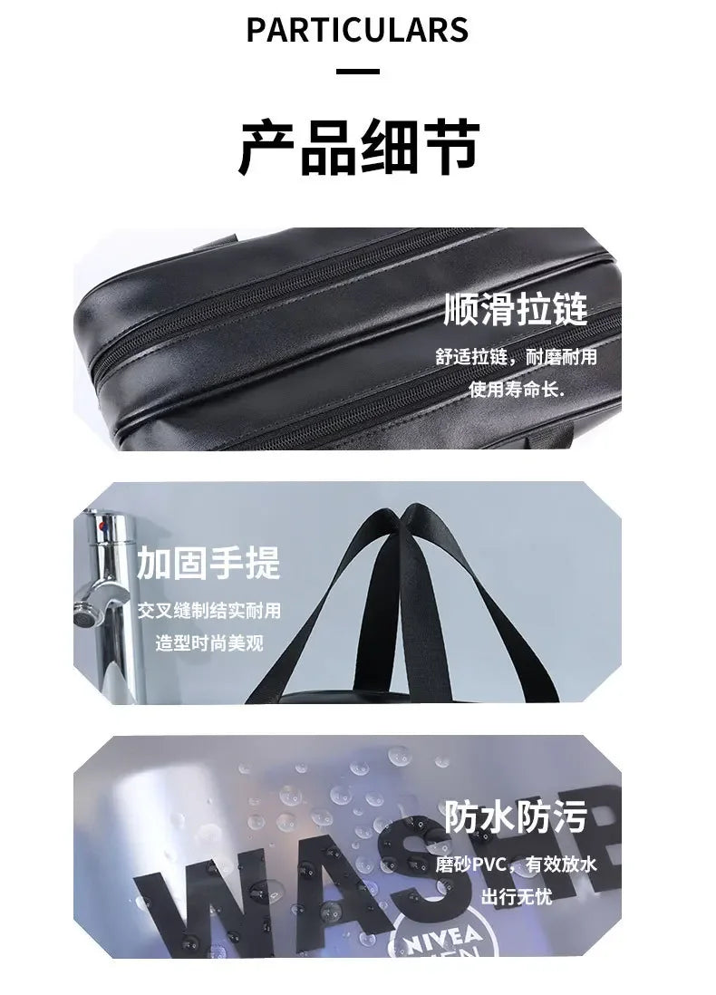 Dry-wet separation double transparent PU makeup bag portable washing bag cosmetic storage bag travel fitness swimming essentials - Dropease