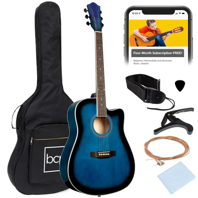 Best Choice Products 41In Full Size Beginner Acoustic Guitar Set with Case, Strap, Capo, Strings