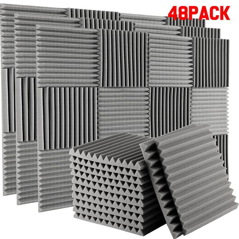 12/24/48PCS 12"X12"X1" Acoustic Foam Panel Wedge Studio Soundproofing Wall Tiles,20Kg/M³Density,For Reading Room Meeting Room Study Library Club Cinema Music Studio Recording