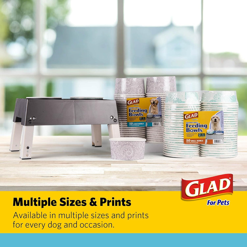 for Pets Disposable Feeding Bowls | Large Disposable Dog Bowls in Gray Pattern | 3.5 Cup Feeding Size, Dog Bowls Are Great for Dry and Wet Dog Food or Water (Pack of 1,25 Count Total)
