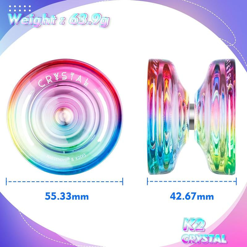 MAGICYOYO Yoyo K2 Crystal Gradient Series - Professional Responsive Yoyo for Kids Beginners, Dual Purpose Yo-Yo for Advanced + Extra Unresponsive Yo Yo Bearing