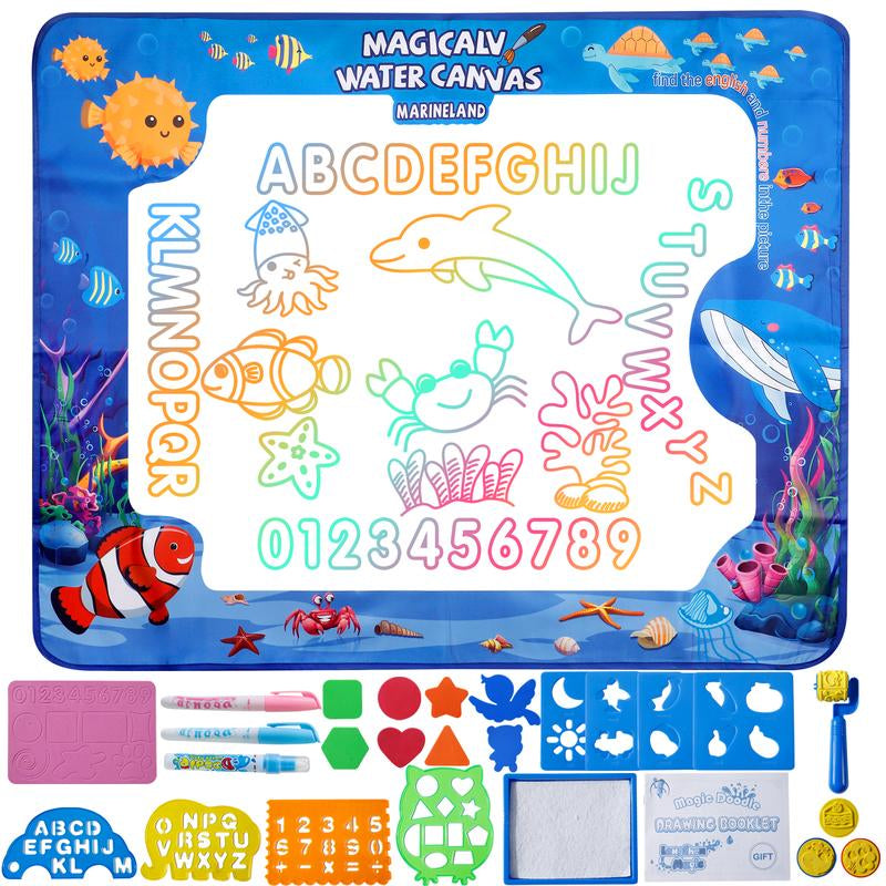 Magic Water Doodle Mat - Kids Drawing & Writing Toy Board - Creative Color Doodle Mat with Magic Pens, Educational Fun for Boys & Girls Ages 3-12, Perfect Toddler Gift
