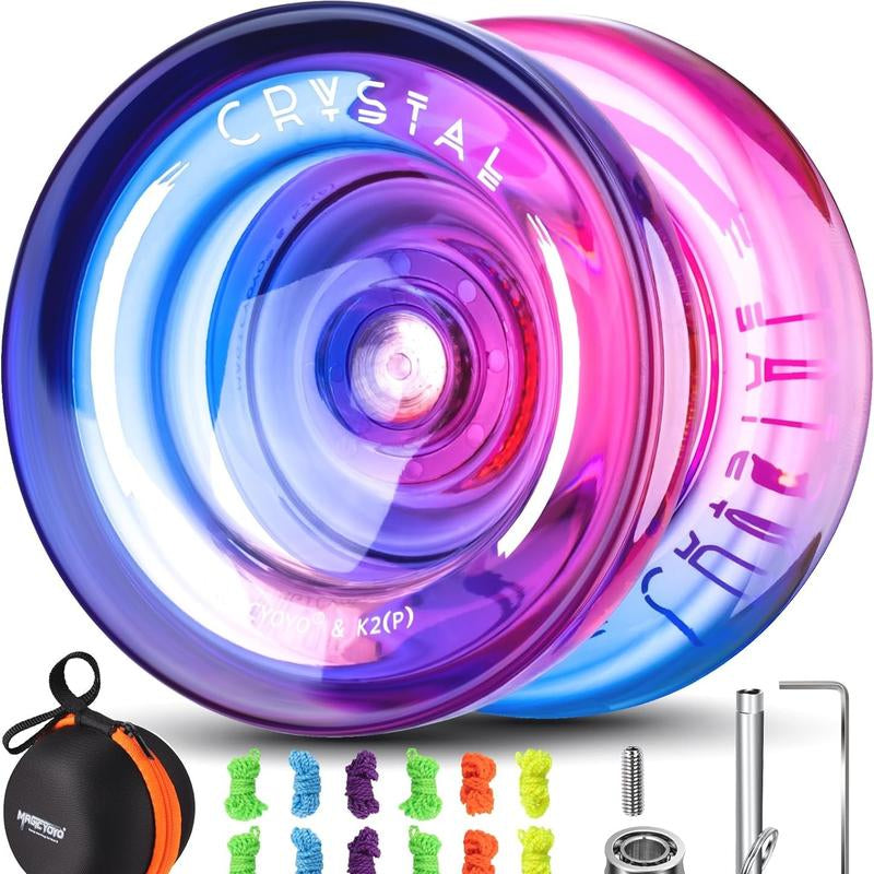 MAGICYOYO Yoyo K2 Crystal Gradient Series - Professional Responsive Yoyo for Kids Beginners, Dual Purpose Yo-Yo for Advanced + Extra Unresponsive Yo Yo Bearing