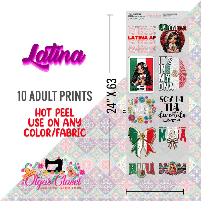 La Mexicana Gang Sheet 10 Premium Quality DTF Heat Transfer Prints DIY 24X63"