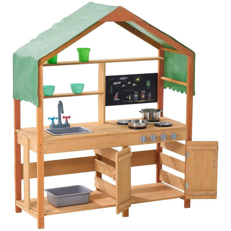Wooden Mud Kitchen Outdoor Toy Play Kitchen Set for Kids Pretend Playset