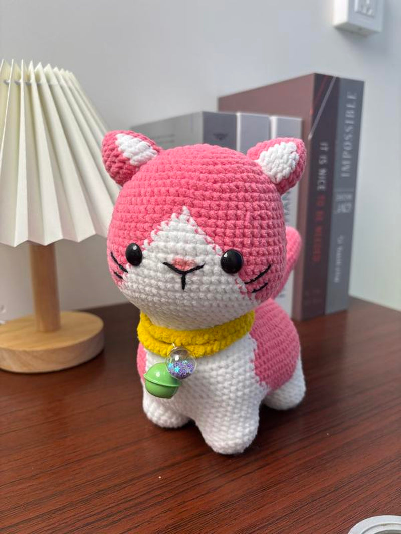 Amigurumi Cat Crochet Pattern Create Adorable Cat Toys with Yarn for Crafting Projects Gift Present Super Cute Yellow Blue Pink 8X4X7Inch