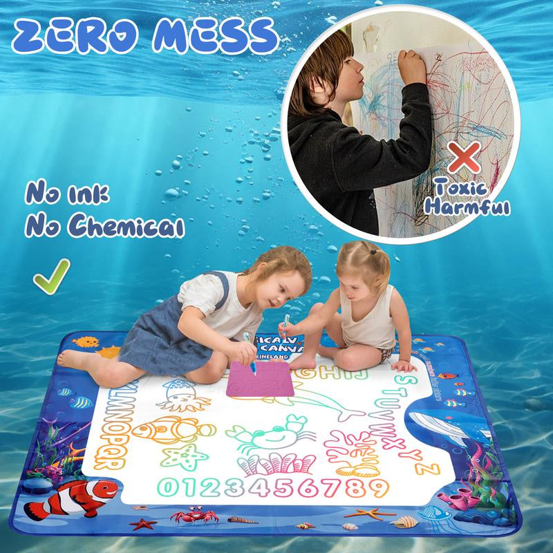Magic Water Doodle Mat - Kids Drawing & Writing Toy Board - Creative Color Doodle Mat with Magic Pens, Educational Fun for Boys & Girls Ages 3-12, Perfect Toddler Gift