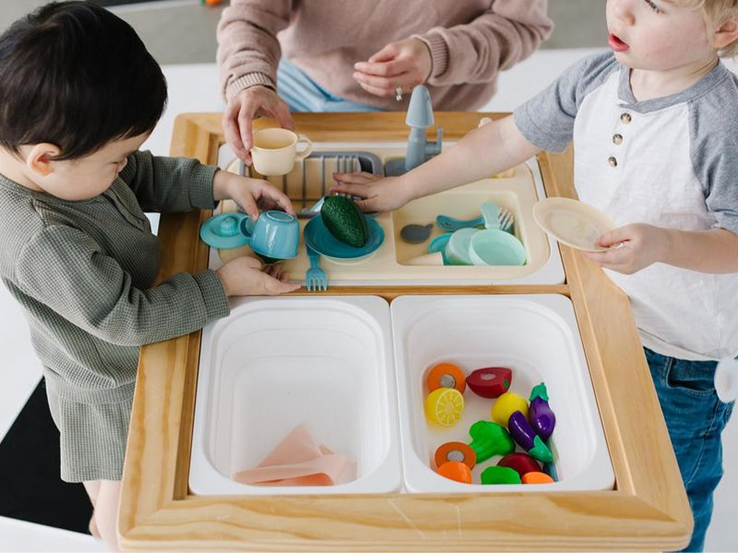 Beright Play Kitchen Sink Toys with Large Bin for Pretend Kitchen Play Learning Toys Toddler Toys Realistic Kitchen Dishwasher Toy Water Circulation System Faucet Tableware Accessories Durable