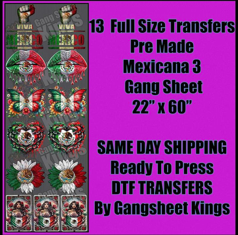 Premade Mexicana 3 | DTF Transfer - Ready to Press, Quick Shipping, Direct to Film Transfer