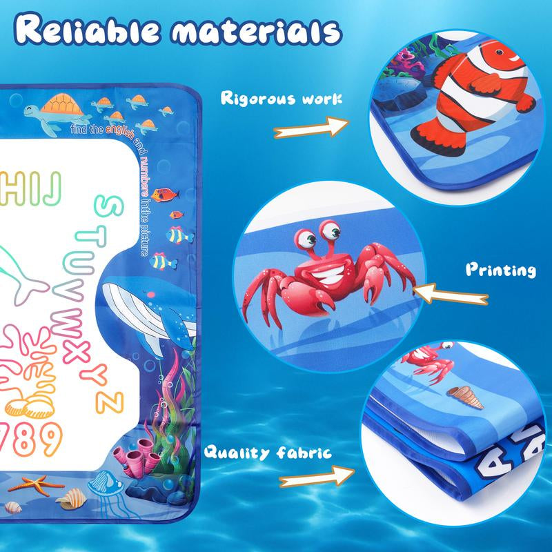 Magic Water Doodle Mat - Kids Drawing & Writing Toy Board - Creative Color Doodle Mat with Magic Pens, Educational Fun for Boys & Girls Ages 3-12, Perfect Toddler Gift