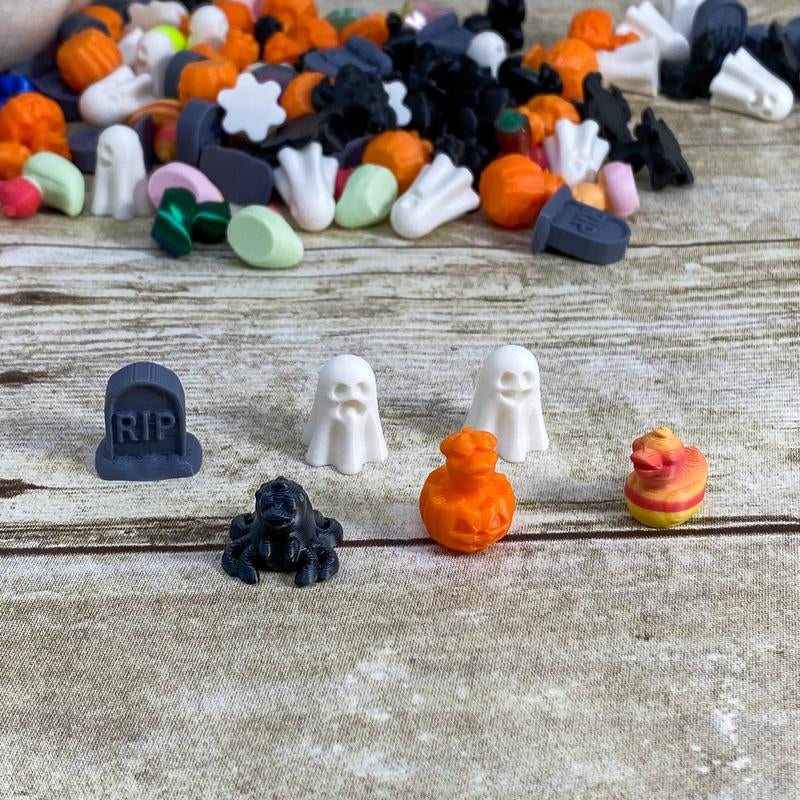 Spooky Mini Pack - Halloween Miniature Ducks Ghosts Duck-Spiders Decor Charms - 100 Pieces