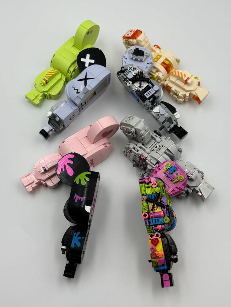 Jaki KAWS Style Bear DIY Building Block Toy Art Brick Figure Gift Creative Assembly Projects for Enthusiasts Educational 200+ Pieces with Hidden Joints & Micro-Gears Perfect Gift for Kids Ages 14+ Collectibles
