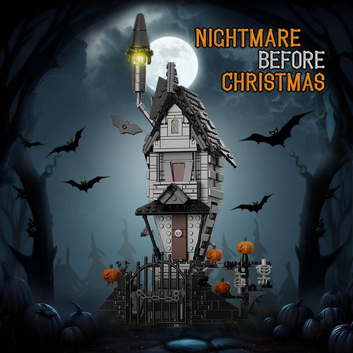 (568 Pcs) Halloween Night Haunted Mansion Jack House Building Blocks Set Model with Glowing Lighting, Ideal Christmas & Halloween Gifts for Fans and Kids Toys