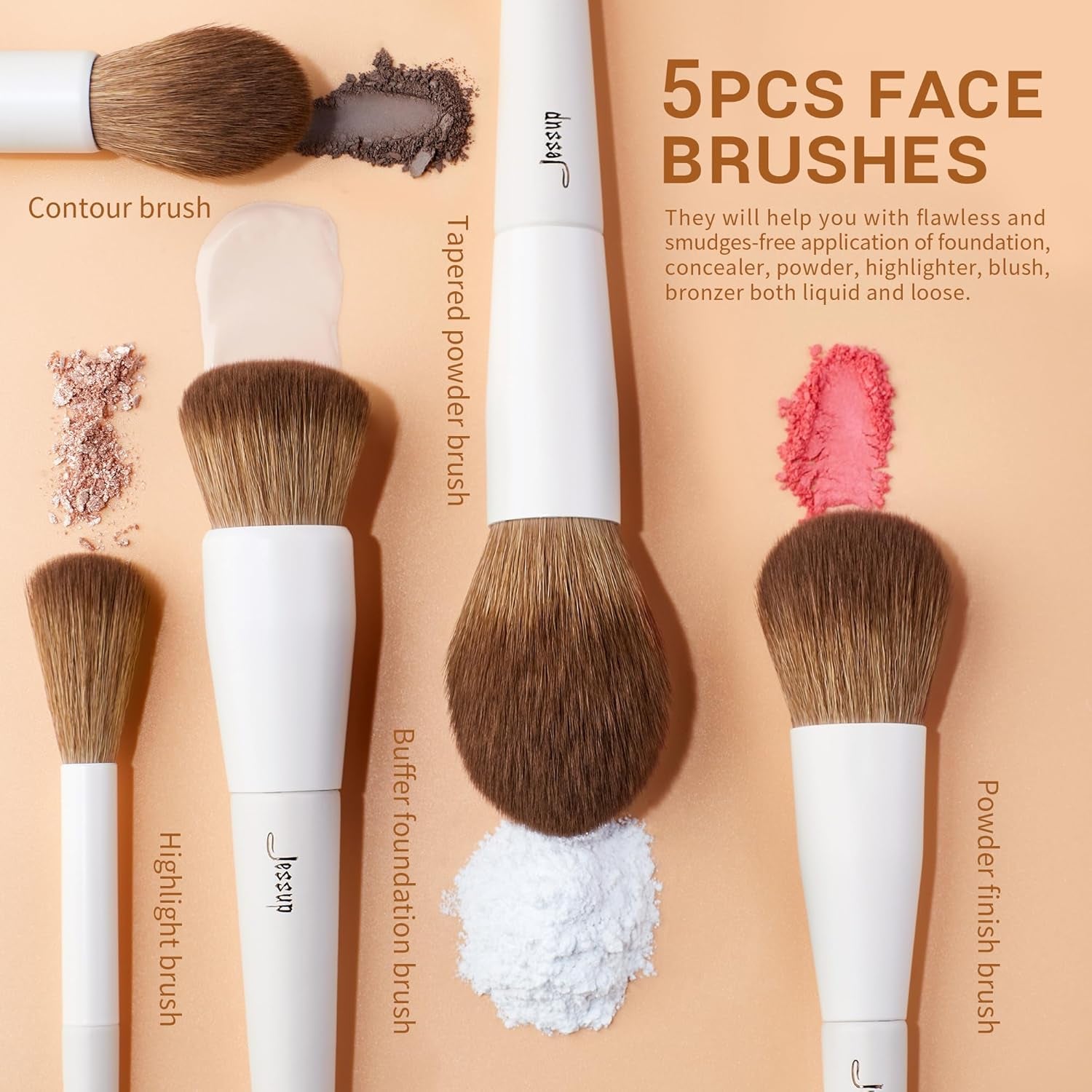 Pennelli Da Trucco, 14 Pezzi, Pennelli Sintetici Di Alta Qualità, per Contouring, Correttore, Fondotinta, Ombretto, Sfumatura, Cipria, Fard, Grigio Chiaro, T329