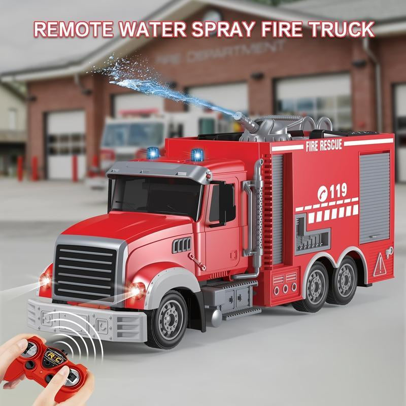 9 CH Remote Control Fire Truck Rc Fire Truck Toy Fire Truck with Lights Working Water Pump and Rotating Rescue Ladder 2.4G Firetruck Toy the Perfect Gift for a Weekend Break