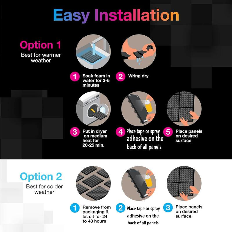 12/24/48PCS 12"X12"X1" Acoustic Foam Panel Wedge Studio Soundproofing Wall Tiles,20Kg/M³Density,For Reading Room Meeting Room Study Library Club Cinema Music Studio Recording