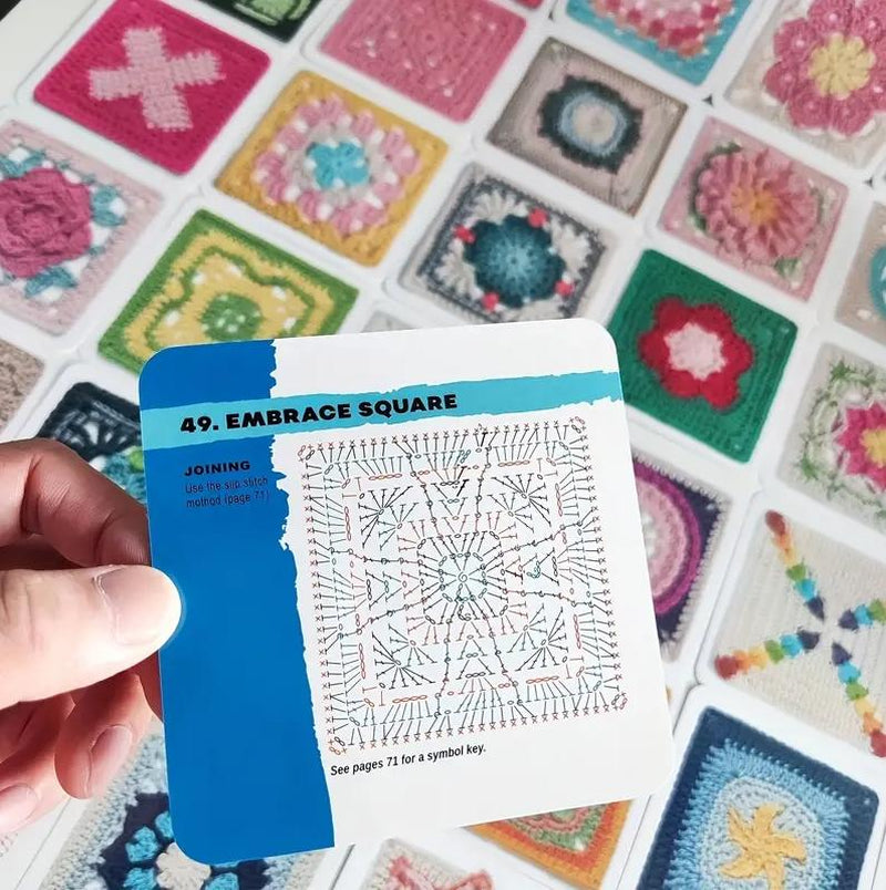 1 Set Crochet Granny Square Kit for Beginners - 50 Mixed Patterns, All-Season Winter Craft Set, Instructional Cards Included, Colorful Paper Material Creative Projects Durable Vibrant