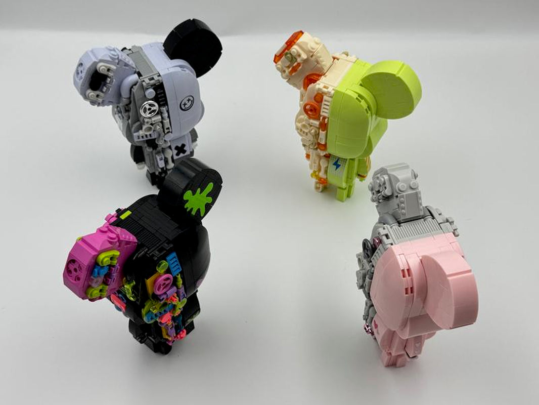Jaki KAWS Style Bear DIY Building Block Toy Art Brick Figure Gift Creative Assembly Projects for Enthusiasts Educational 200+ Pieces with Hidden Joints & Micro-Gears Perfect Gift for Kids Ages 14+ Collectibles