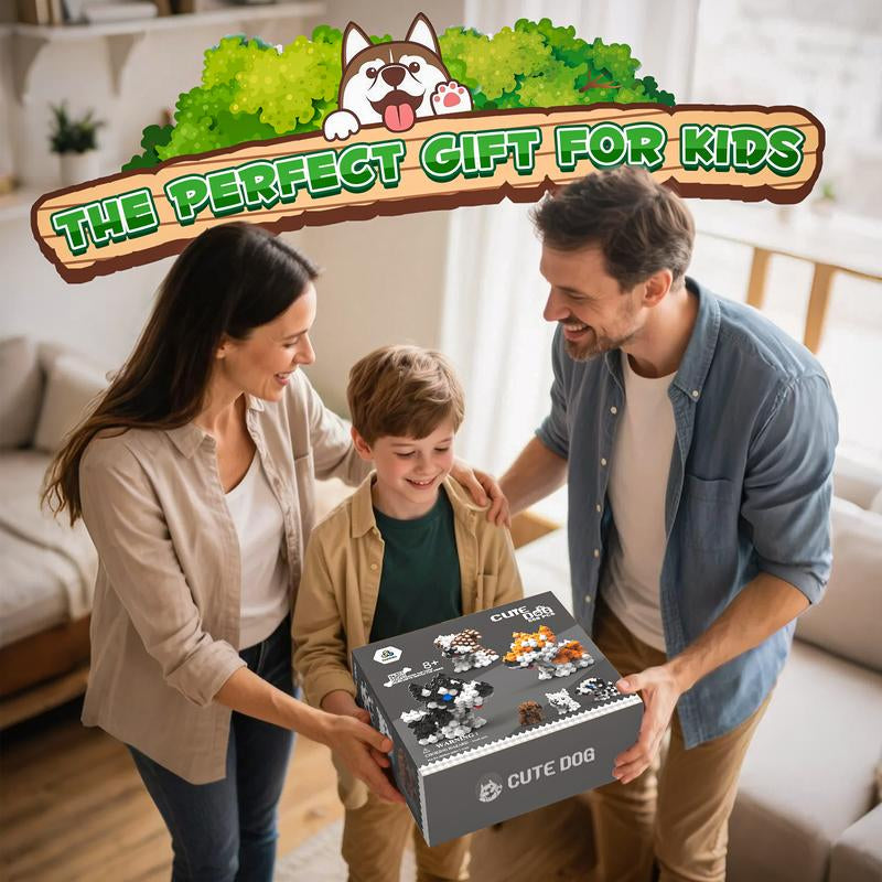 KADELE Cute Dog Building Blocks Animal Sets, Extremely Challenging STEM Building Blocks Decor for Adults Kids, Micro 3D Educational Toys for Boys Girls Ages 8 and Up, 6 Cute Dogs Animal Model Toys as Gift for Adult or Kids