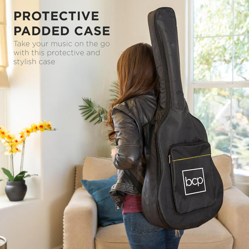 Best Choice Products 41In Full Size Beginner Acoustic Guitar Set with Case, Strap, Capo, Strings