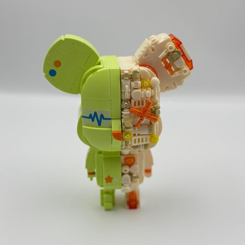 Jaki KAWS Style Bear DIY Building Block Toy Art Brick Figure Gift Creative Assembly Projects for Enthusiasts Educational 200+ Pieces with Hidden Joints & Micro-Gears Perfect Gift for Kids Ages 14+ Collectibles