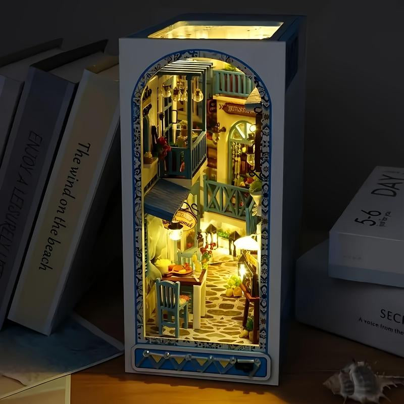 DIY Book Stand, 3D Wooden Bookend Puzzle Toy, DIY Micro Model Kit, Creative Bookcase Building Kit for Adults, Christmas Gift, Crafts