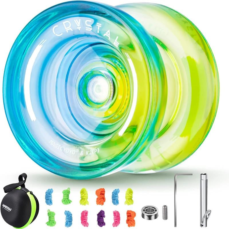 MAGICYOYO Yoyo K2 Crystal Gradient Series - Professional Responsive Yoyo for Kids Beginners, Dual Purpose Yo-Yo for Advanced + Extra Unresponsive Yo Yo Bearing