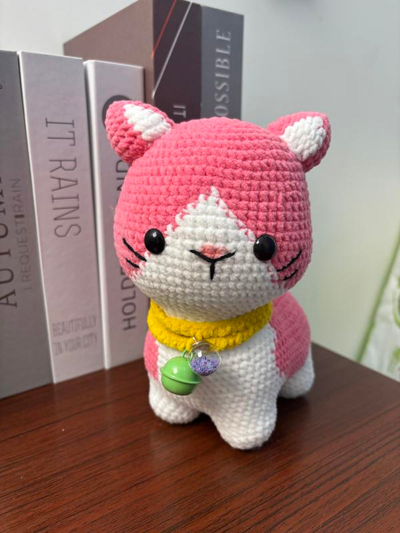 Amigurumi Cat Crochet Pattern Create Adorable Cat Toys with Yarn for Crafting Projects Gift Present Super Cute Yellow Blue Pink 8X4X7Inch