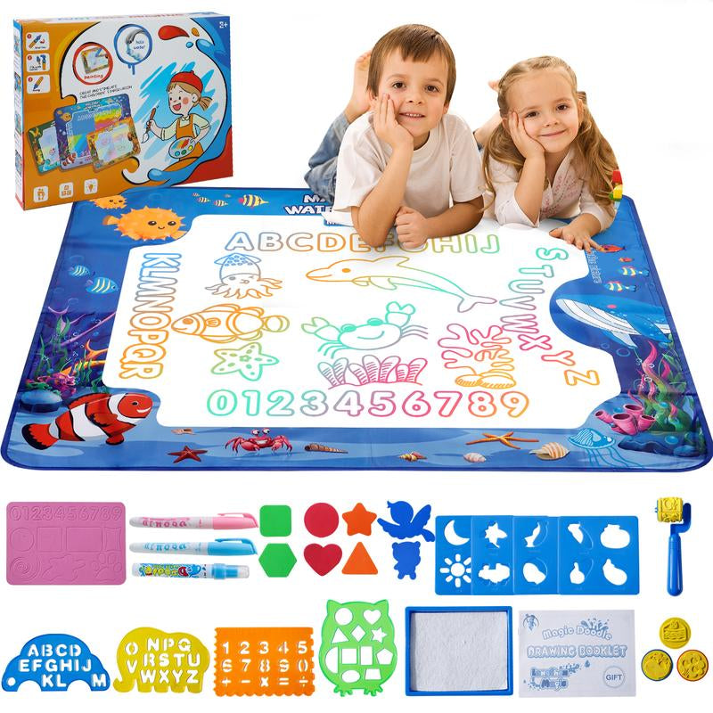 Magic Water Doodle Mat - Kids Drawing & Writing Toy Board - Creative Color Doodle Mat with Magic Pens, Educational Fun for Boys & Girls Ages 3-12, Perfect Toddler Gift