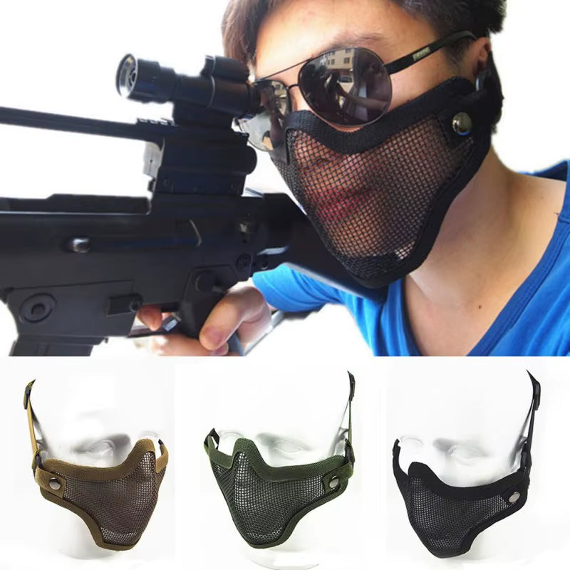 1 Pcs Outdoor Hunting Combat Metal Mesh Camouflage Protection Tactical Airsoft Mask Sports Safety Tactical Gear 3 Colours