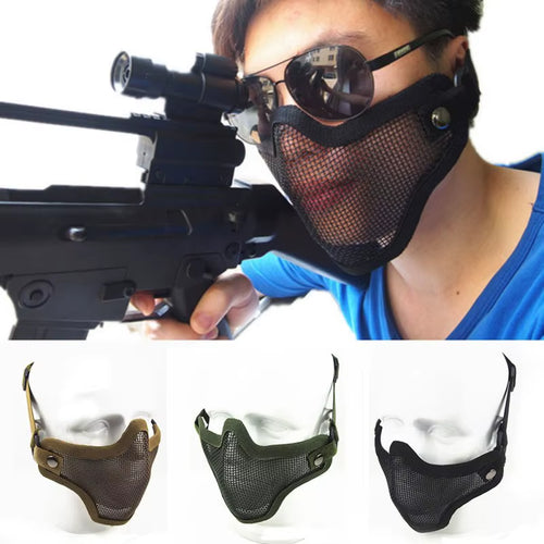 1 Pcs Outdoor Hunting Combat Metal Mesh Camouflage Protection Tactical Airsoft Mask Sports Safety Tactical Gear 3 Colours