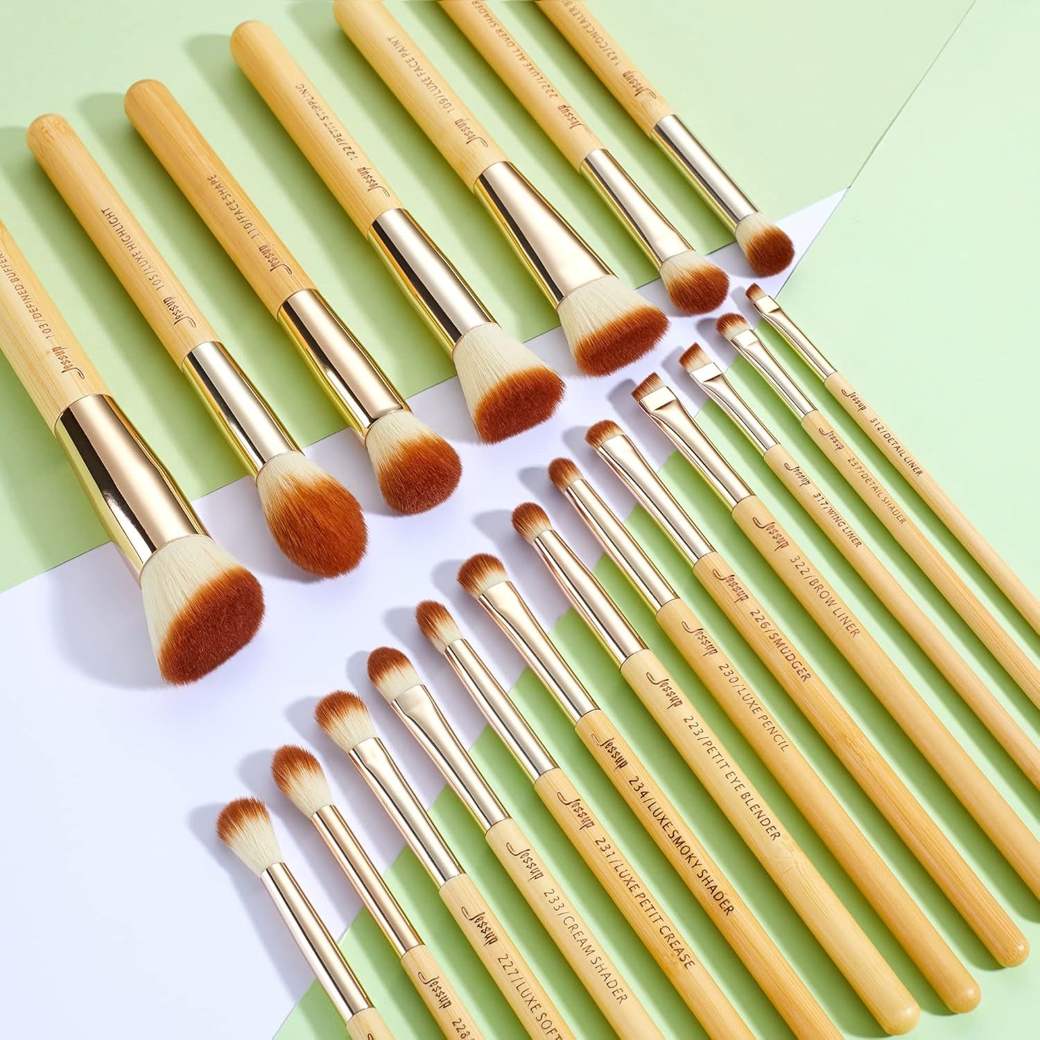 Marca 20Pz Bellezza Pennelli in Bambù per Trucco Professionale Set Trucco Kit Di Pennelli Fondotinta in Polvere Pennelli per Ombretto T145