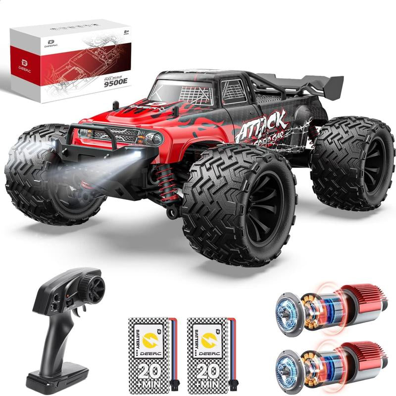 DEERC 9500E 1:16 Scale All Terrain RC Car, 4X4 High Speed Electric Vehicle, 2.4Ghz Off-Road Remote Control Truck with 2 Batteries, 35+ KMH RC Truck