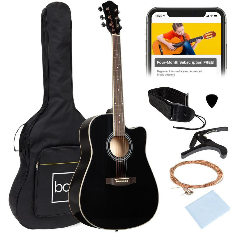 Best Choice Products 41In Full Size Beginner Acoustic Guitar Set with Case, Strap, Capo, Strings