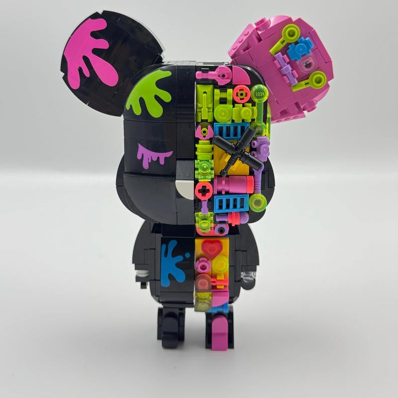 Jaki KAWS Style Bear DIY Building Block Toy Art Brick Figure Gift Creative Assembly Projects for Enthusiasts Educational 200+ Pieces with Hidden Joints & Micro-Gears Perfect Gift for Kids Ages 14+ Collectibles