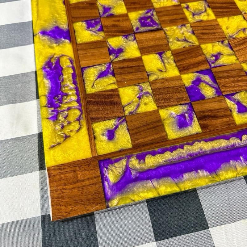 Purple Haze Vivid Yellow Walnut Chess Board (INCLUDES PIECES)
