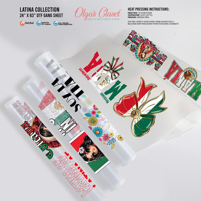 La Mexicana Gang Sheet 10 Premium Quality DTF Heat Transfer Prints DIY 24X63"