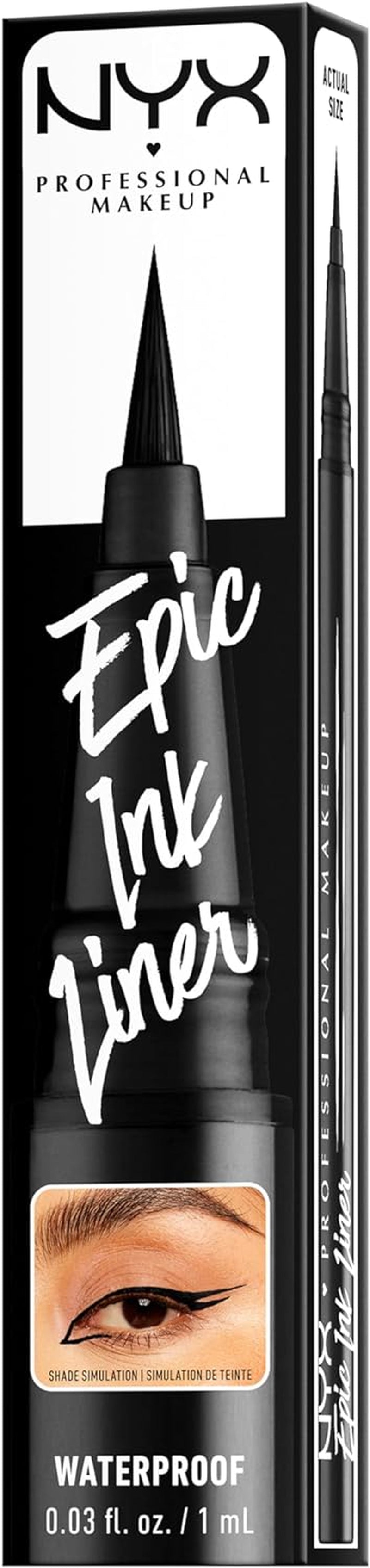 Epic Ink Liner, Eyeliner Liquido Impermeabile, Nero (2 Pezzi), Formula Vegana